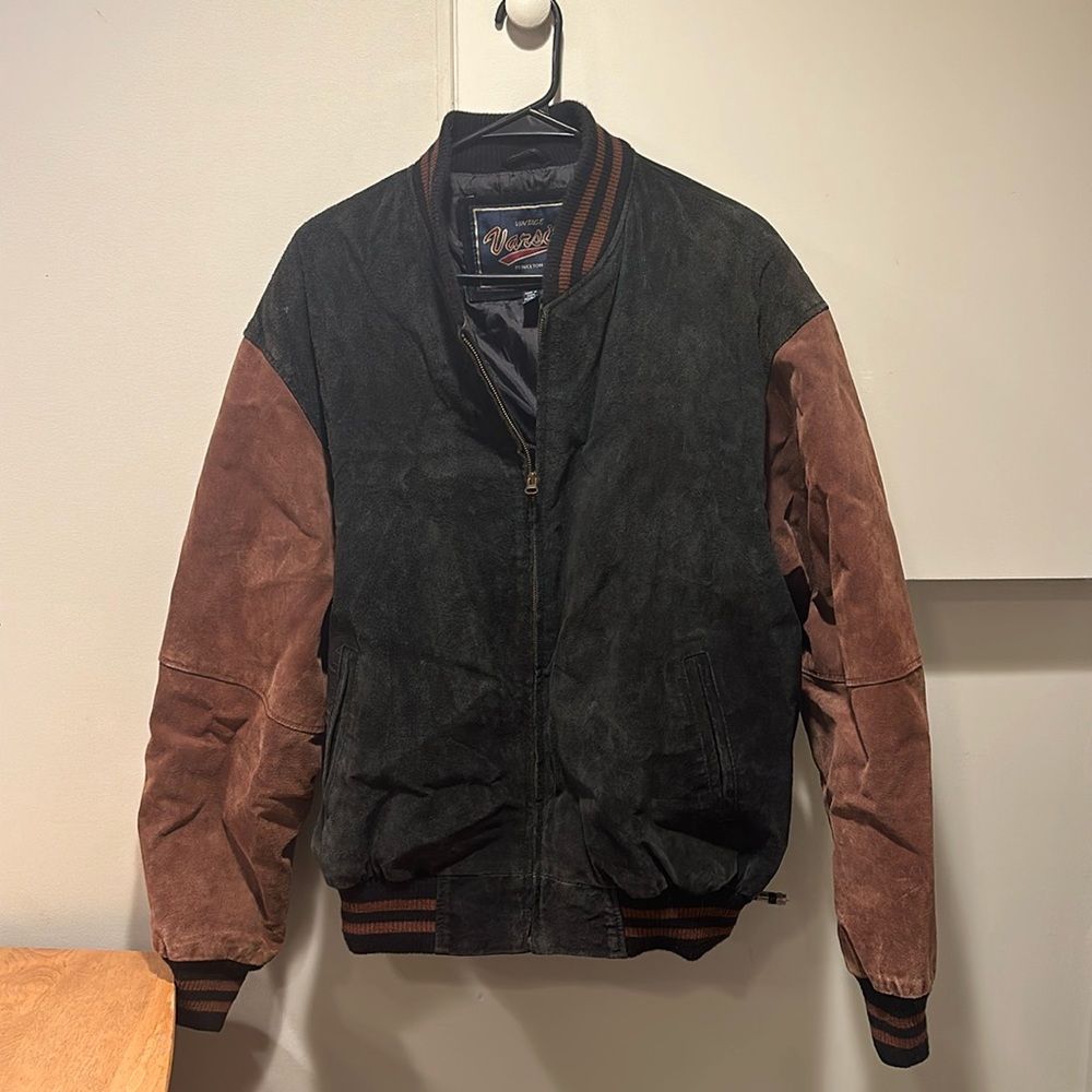 Vintage Varsity jacket black brown large